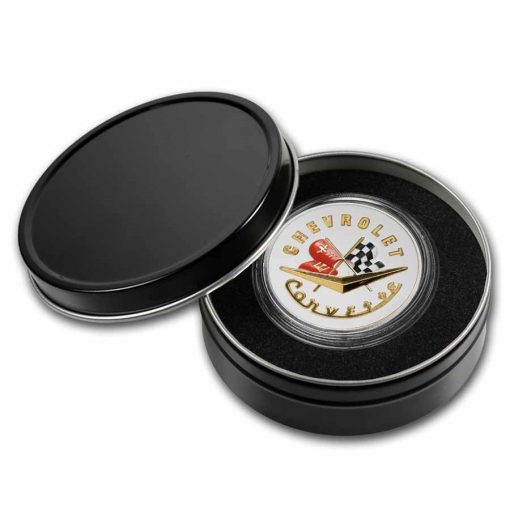 (新品) アメリカ「コルベット・クラシックエンブレム」純銀 2オンス ハイリリーフ カラー メダル - 画像 (5)