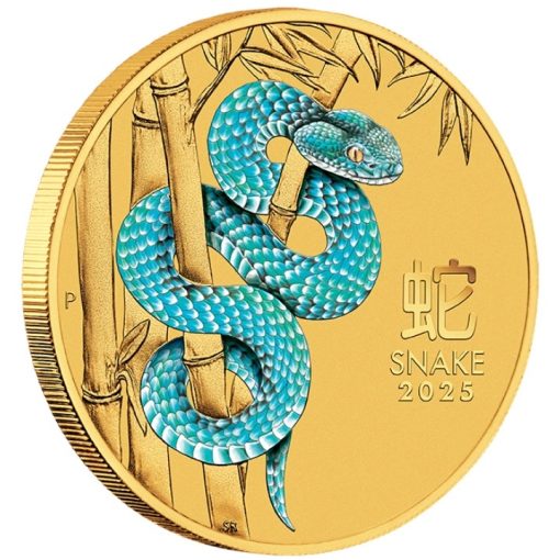 2025 (New) Australian Year of the Snake Lunar Gold 1/10 oz Color Coin - Image 3
