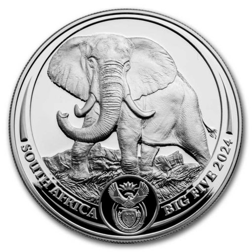2024年 (新品) 南アフリカ「ゾウ・エレ ファント」純銀 1オンス プルーフ 銀貨【2枚セット】 - 画像 (3)