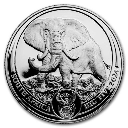 2024年 (新品) 南アフリカ「ゾウ・エレ ファント」純銀 1オンス プルーフ 銀貨【2枚セット】 - 画像 (2)