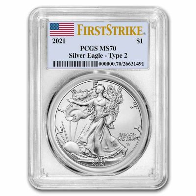 2021 (New) American Eagle Walking Liberty Silver 1 oz Coin PCGS MS70 (FirstStrike)【Type 2】