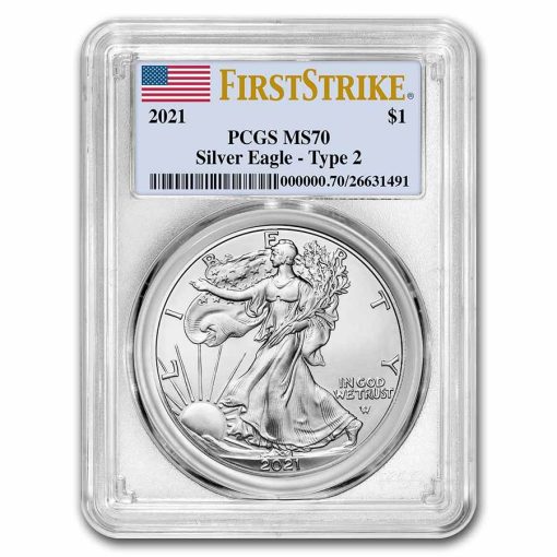 2021年 (新品) アメリカ「イーグル・ウオーキング リバティ」純銀 1オンス 銀貨 PCGS MS70 (ファーストストライク)【2型】