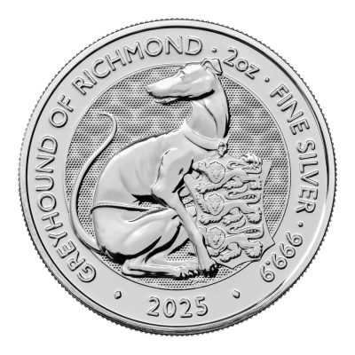 2025年 (新品) イギリス「ロイヤルチューダービースト・リッチモンドのグレイハウンド」純銀 2オンス 銀貨