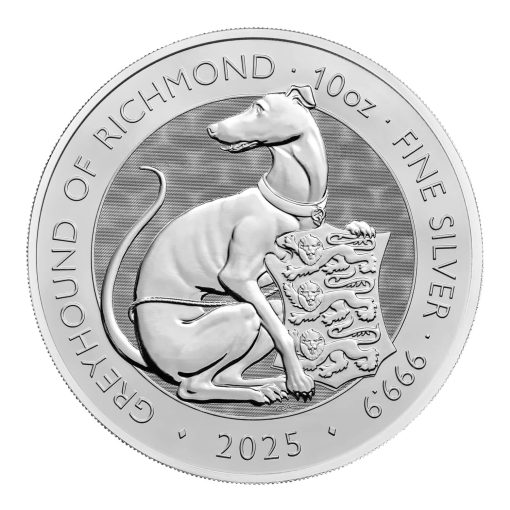 2025年 (新品) イギリス「ロイヤルチューダービースト・リッチモンドのグレイハウンド」純銀 10オンス 銀貨