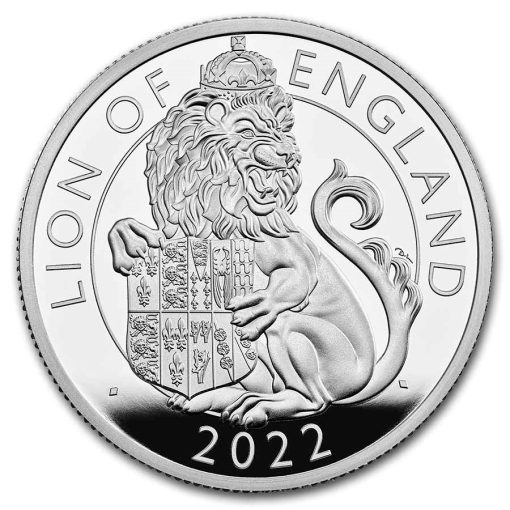 2022年 (新品) イギリス「ロイヤルチューダービースト・イギリスのライオン」純銀 2オンス プルーフ 銀貨 - 画像 (2)