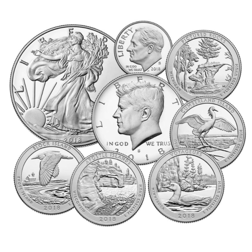 2018年 (新品) アメリカ造幣局「リミットエディション」純銀 2.34オンス プルーフ 銀貨【8枚セット】 - 画像 (16)