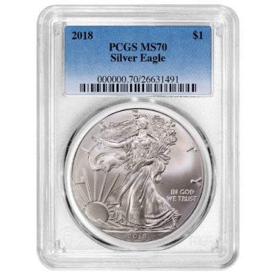 2018年 (新品) アメリカ「イーグル・ウオーキング リバティ」純銀 1オンス 銀貨 PCGS MS70