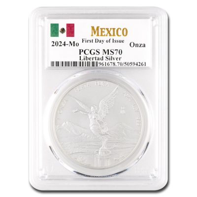 2024 (New) Mexico Libertad Silver 1 oz Coin PCGS MS70 (First Day of Issue)