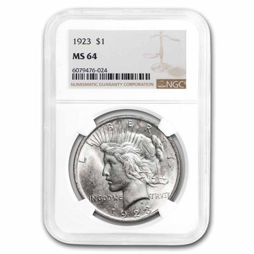 1923年 アメリカ ピースドル 90% 銀 流通 銀貨 NGC MS64 (ランダムラベル)
