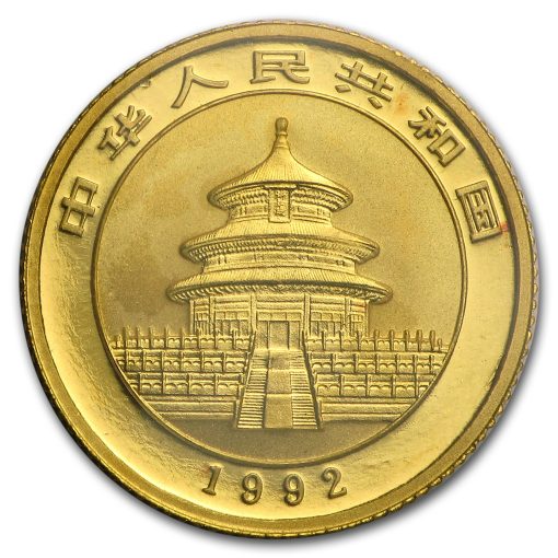 1992 (New) Chinese Panda Gold 1/10 oz Coin - Image 2