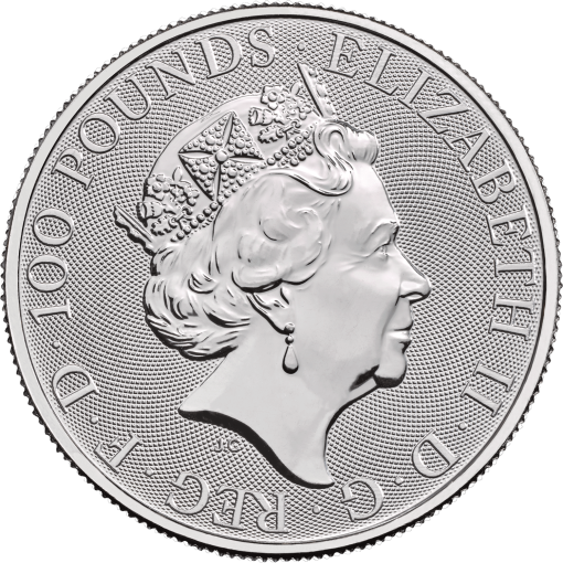 2020年 (新品) イギリス「クィーンズ ビースト・ハヤブサ 隼 ファルコン」純プラチナ 1オンス プラチナ貨 - 画像 (2)