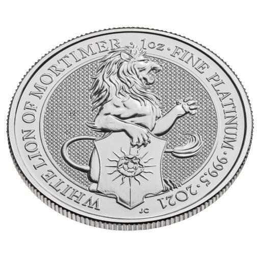 2021年 (新品) イギリス「クィーンズ ビースト・ホワイトライオン」純プラチナ 1オンス プラチナ貨 - 画像 (3)