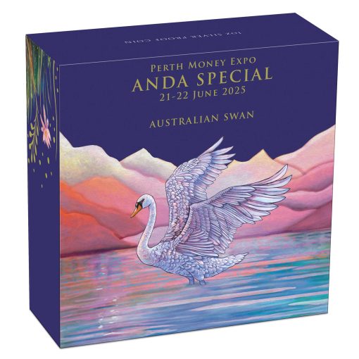 2025年 (新品) オーストラリア「白鳥・ハクチョウ・スワン」パース マネーエキスポ ANDA スペシャル 純銀 1オンス プルーフ 銀貨 - 画像 (5)