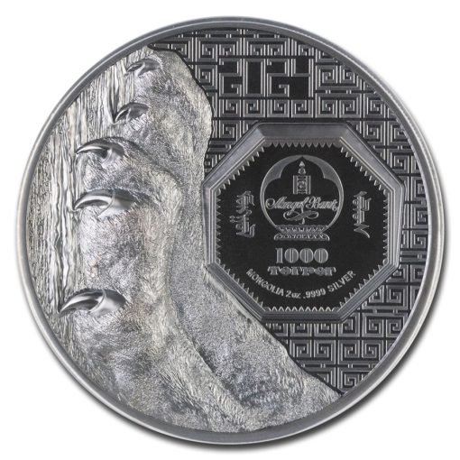 2024年 (新品) モンゴル「ユキヒョウ」純銀 2オンス PCGS PR70 プルーフ 銀貨 (発行初日) - 画像 (3)