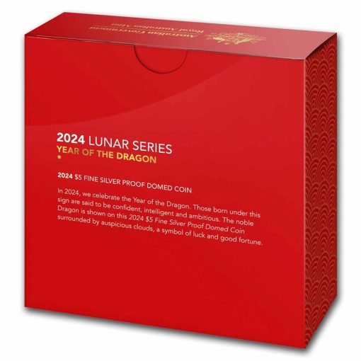 2024 (New) Australian Year of the Dragon Lunar Silver 1 oz Domed Proof Coin - Image 4