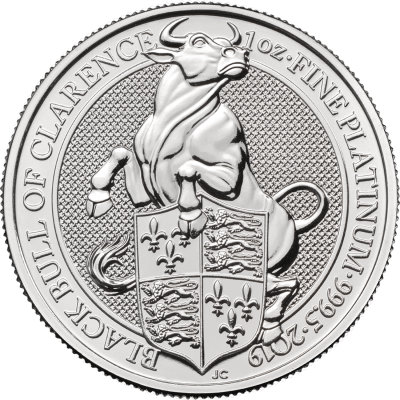 2019 (New) Great Britain Queen's Beasts The Black Bull of Clarence Platinum 1 oz Coin