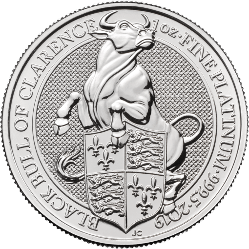 2019 (New) Great Britain Queen's Beasts The Black Bull of Clarence Platinum 1 oz Coin