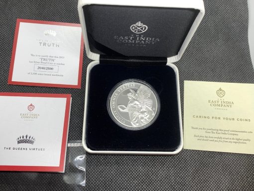 2021年 (新品) セントヘレナ「女王の美徳・真実」純銀 1オンス プルーフ 銀貨 #5503 - 画像 (2)