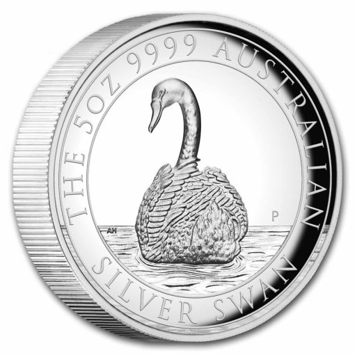 2023年 (新品) オーストラリア「白鳥・ハクチョウ・スワン」純銀 5オンス ハイリリーフ PCGS PR70 プルーフ 銀貨 (ファーストストライク、スワンレーベル) - 画像 (4)