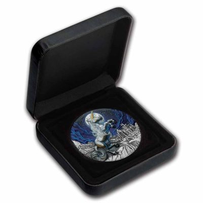 2025年 (新品) ツバル「ユニコーン」純銀 5オンス ハイリリーフ アンティーク カラー 銀貨