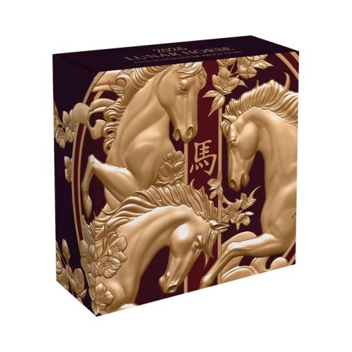 2026 (New) Niue Year of the Horse Lunar Silver 5 oz Gilded Black Proof Coin - Image 7