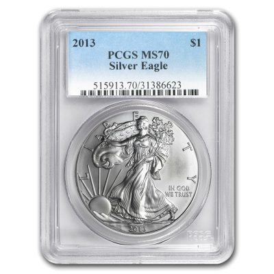 2013年 (新品) アメリカ「イーグル・ウオーキング リバティ」純銀 1オンス 銀貨 PCGS MS70