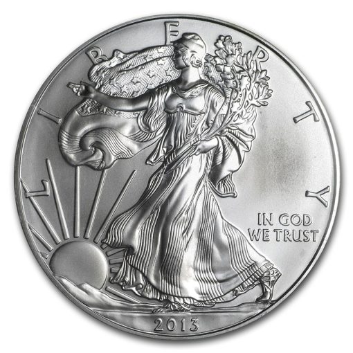 2013年 (新品) アメリカ「イーグル・ウオーキング リバティ」純銀 1オンス 銀貨 PCGS MS70 - 画像 (2)