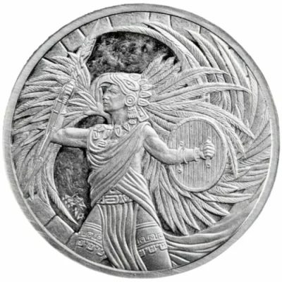 (New) USA Aztec Eagle Warrior Silver 1 oz Round