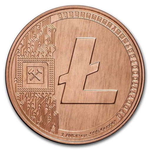 (新品) アメリカ「ライトコイン・LTC」純銅 赤金 1常衡オンス メダル - 画像 (2)
