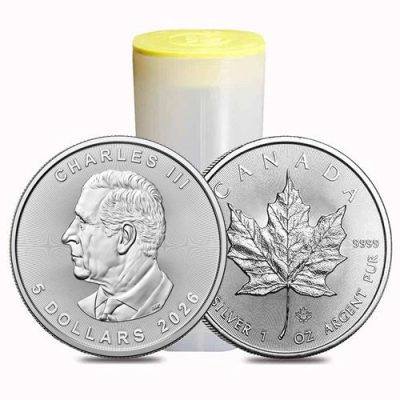 2026 (New) Canadian Maple Leaf 1 oz $5 Silver Coin【25 Coins】
