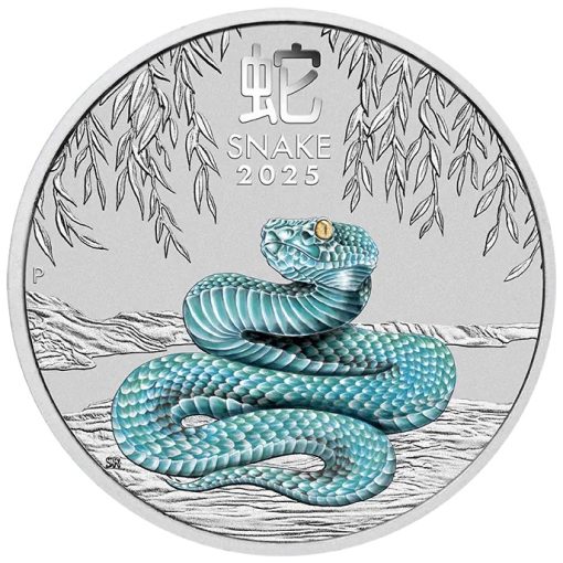 2025年 (新品) オーストラリア「干支 十二支・巳年 蛇年」純銀 1キロ カラー 銀貨