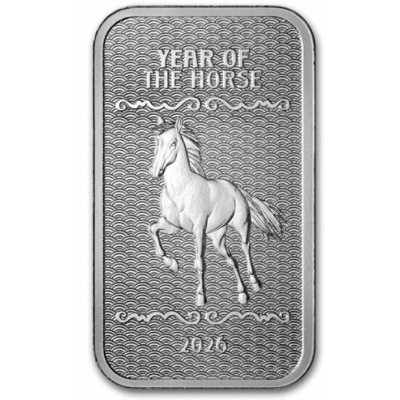 2026年 (新品) アメリカ「干支 十二支・午年 馬年」純銀 1オンス バー