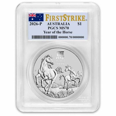 2026 (New) Australian Year of The Horse Lunar Silver 1 oz Coin PCGS MS70 (FirstStrike, Flag Label)