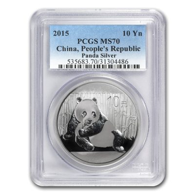 2015 (New) Chinese Panda Silver 1 oz Coin PCGS MS70