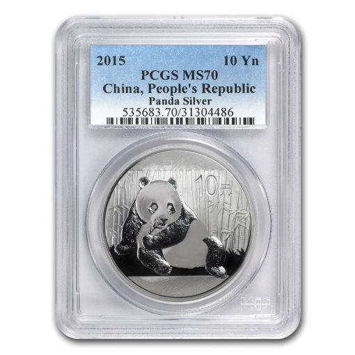 2015 (New) Chinese Panda Silver 1 oz Coin PCGS MS70