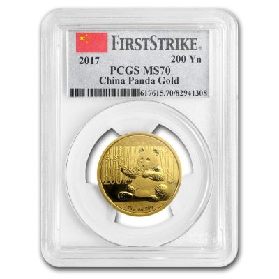 2017 (New) Chinese Panda Gold 15 gram Coin PCGS MS70 (FirstStrike)