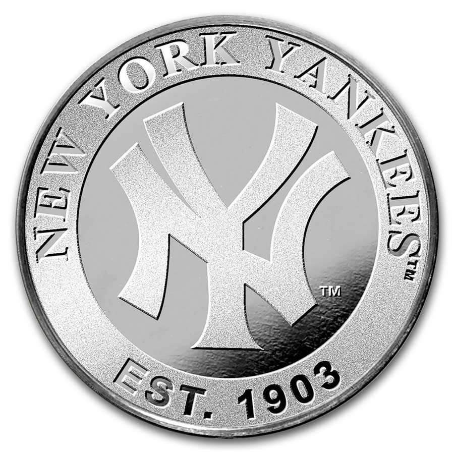 (New) USA MLB New York Yankees Silver 1 oz Round - Image 2