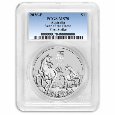 2026年 (新品) オーストラリア「干支 十二支・午年 馬年」純銀 1オンス 銀貨 PCGS MS70 (ファーストストライク)