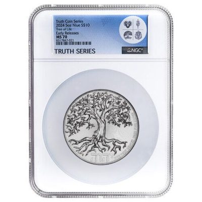 2024年 (新品) ニウエ「生命の木」純銀 5オンス 銀貨 NGC MS70 (早期リリース)