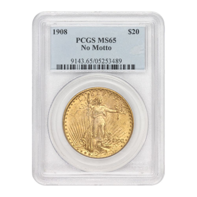 1908年 (新品) アメリカ 「ダブル イーグル・セント ゴーデンス」純金 1オンス 金貨 PCGS MS65
