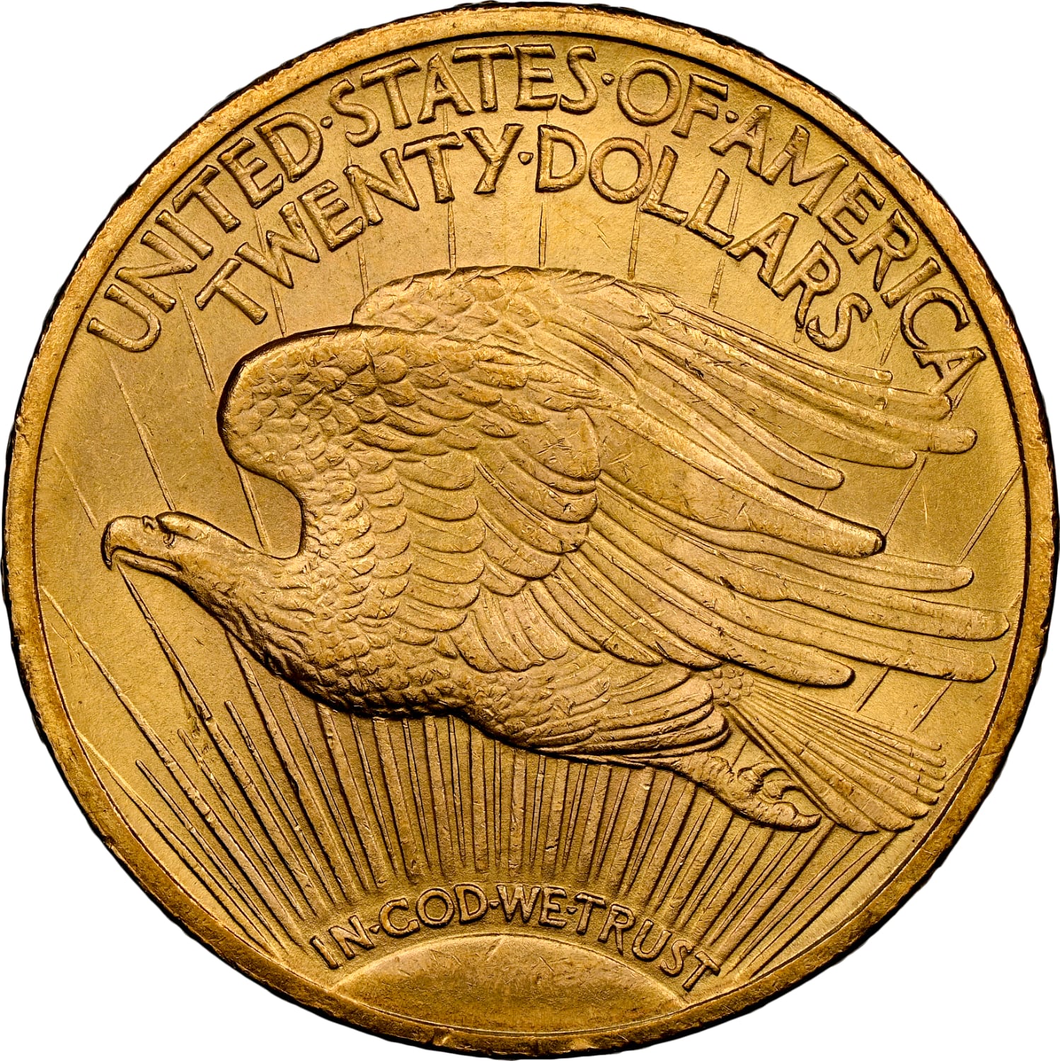 1908年 (新品) アメリカ 「ダブル イーグル・セント ゴーデンス」純金 1オンス 金貨 PCGS MS65 - 画像 (3)