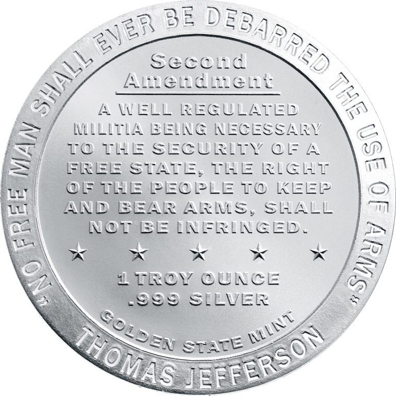 (New) USA Second Amendment Right to Bear Arms Silver 1 oz Round - Image 2