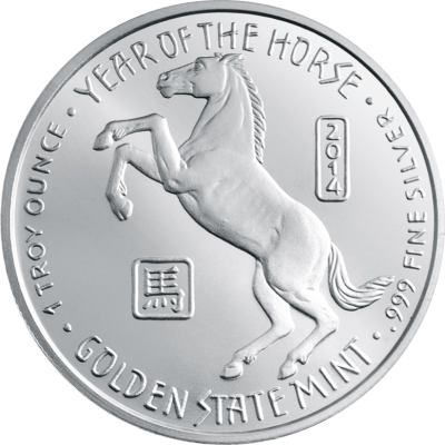 2014年 (新品) アメリカ「干支 十二支・午年 馬年」純銀 1オンス メダル