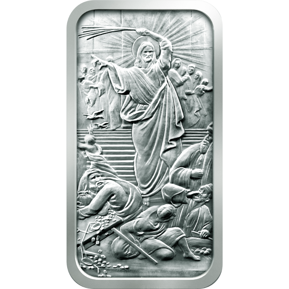 (New) USA Jesus Clears the Temple Silver 10 oz Bar