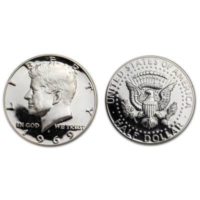 1969年 アメリカ「ケネディ ハーフドル」40% 銀 プルーフ 銀貨【2枚セット】