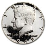 1969年 アメリカ「ケネディ ハーフドル」40% 銀 プルーフ 銀貨【2枚