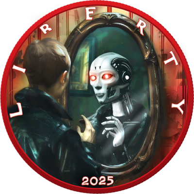 2025年 (新品) アメリカ「イーグル・ウオーキング リバティ・AI意識」純銀 1オンス カラー 銀貨