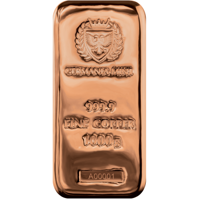 (新品) ポーランド ゲルマニア 純銅 赤金 1キロ キャスト バー