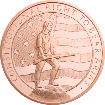 (New)「Second Amendment・Right to Bear Arms」1oz Copper Medallion .999 Round