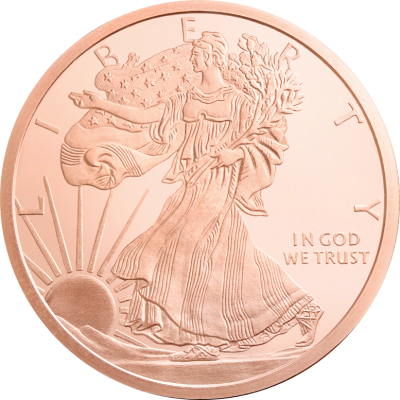 (New) USA Walking Liberty Copper 2 oz Round